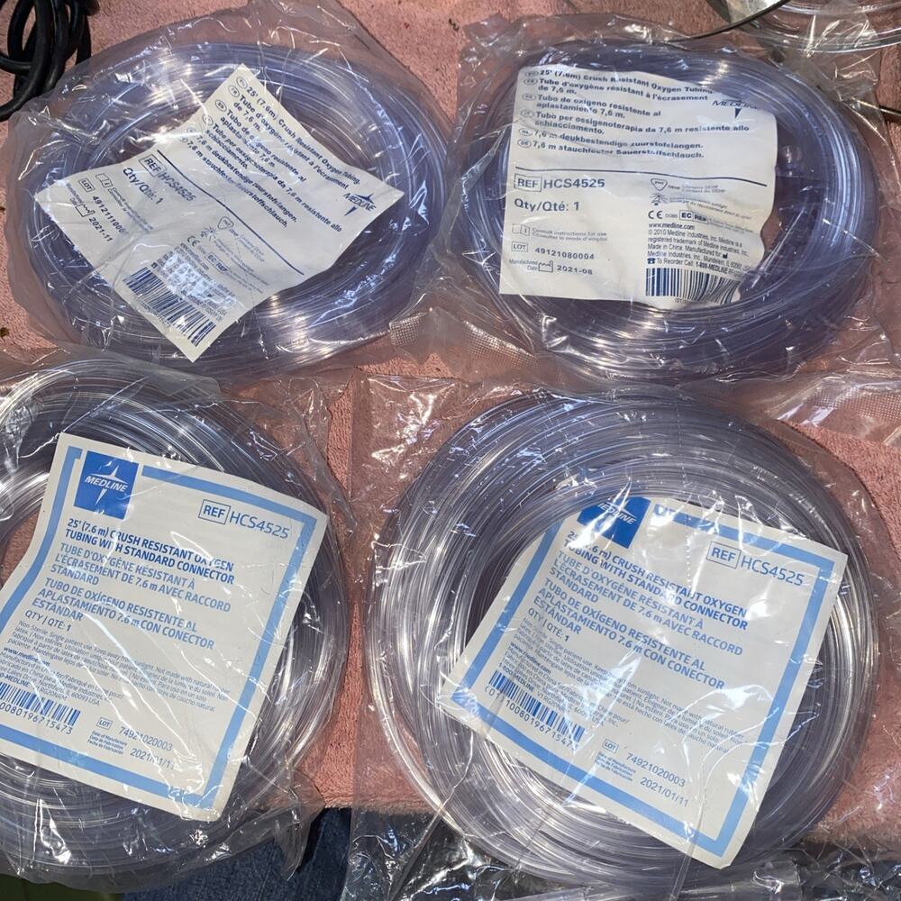 Lot Of 4 Med line 25’ Oxygen Tubing HCS4525